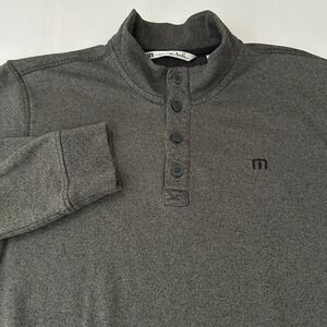 Travis Mathew Men's XL Gray Heather Trojan Golf Pullover Golf 1/4 Button Sweater